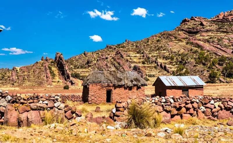 Adobe houses in Titicaca